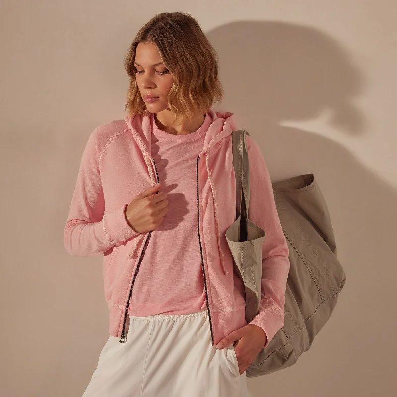 Vintage French Terry Zip Up Hoodie - Peony Pigment