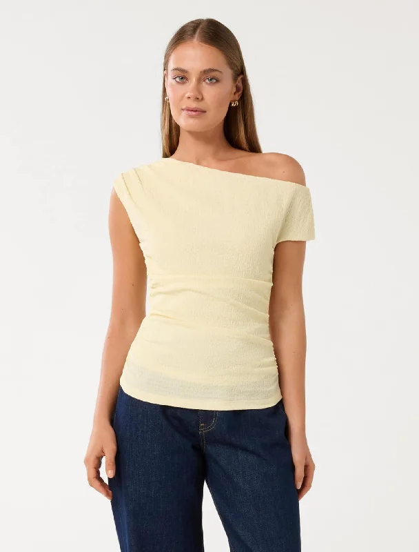 Hallie Ruched Tipped Shoulder Top