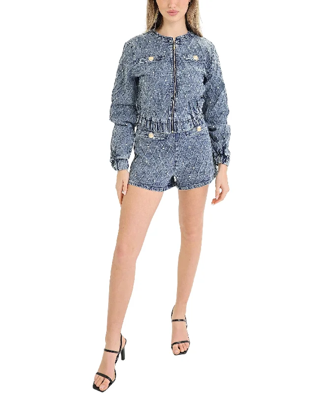 Denim Shorts & Jacket Rhinestone Set- 2 Pc Set