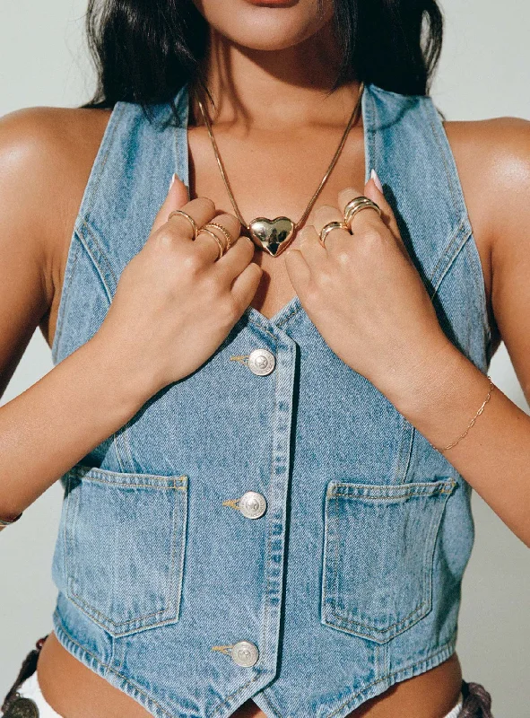 Thayer Denim Vest Top Mid Blue