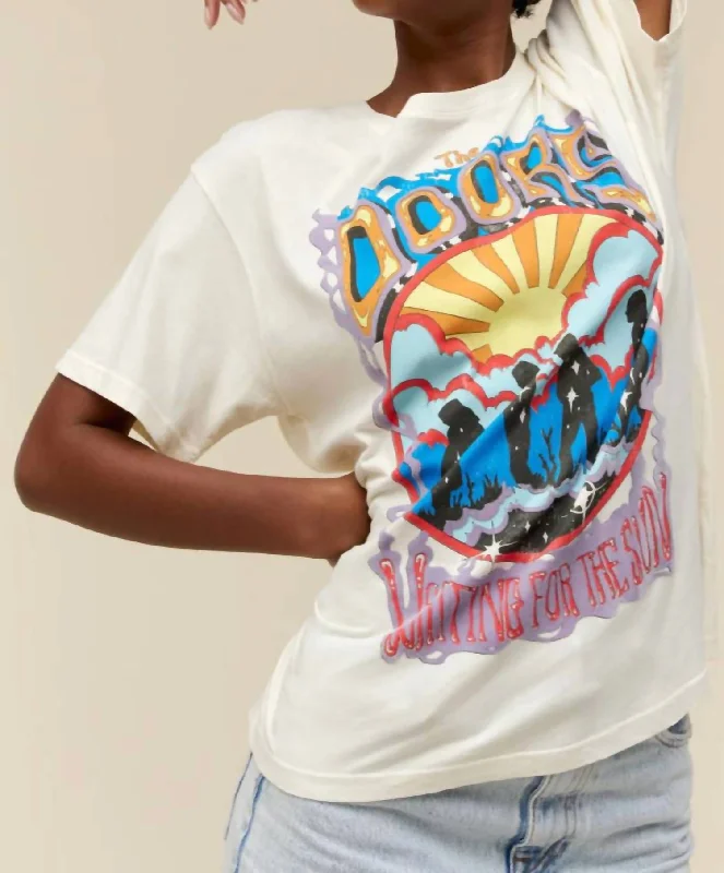 The Doors Waiting For The Sun Boyfriend Graphic Tee In Stone Vintage