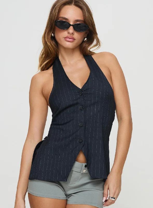 Dewi Vest Top Navy Stripe