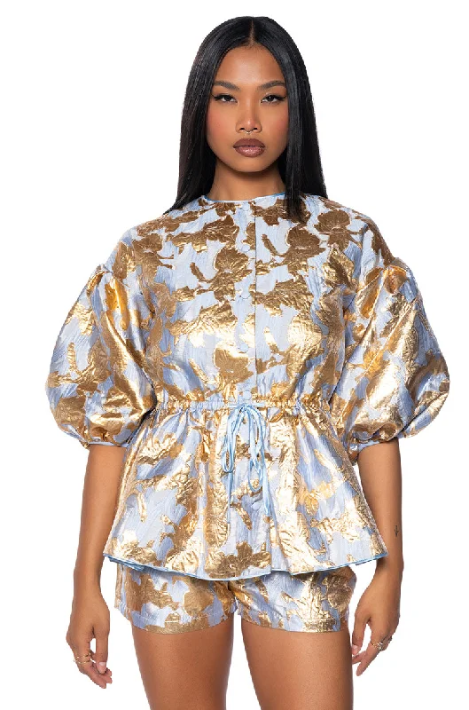 GILDED ROSES BROCADE BLOUSE