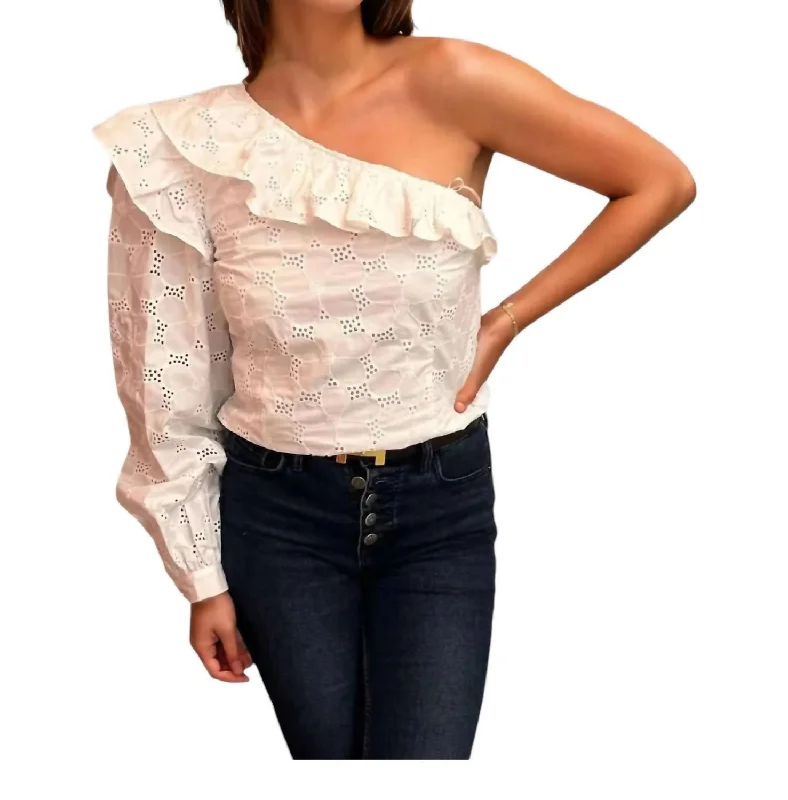 Saddy One Shoulder Top In White