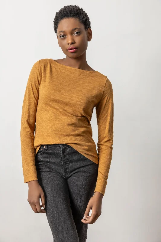 Long Sleeve Seamed Boatneck