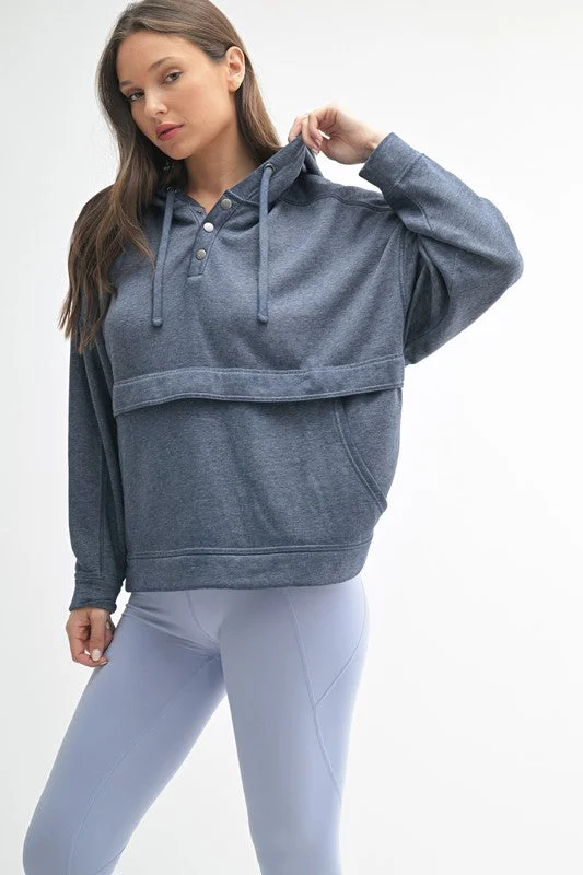 Deep Ocean Navy Burnout Fleece Snap Hoodie