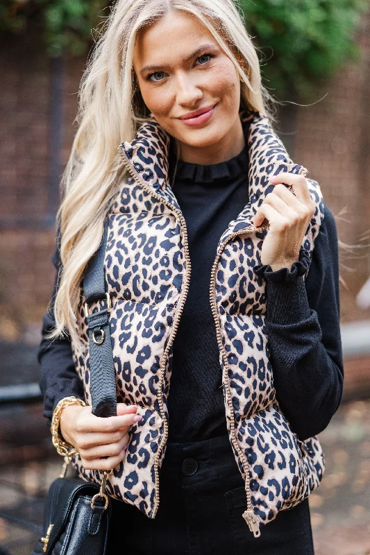 Wild Side Of Life Brown Leopard Vest