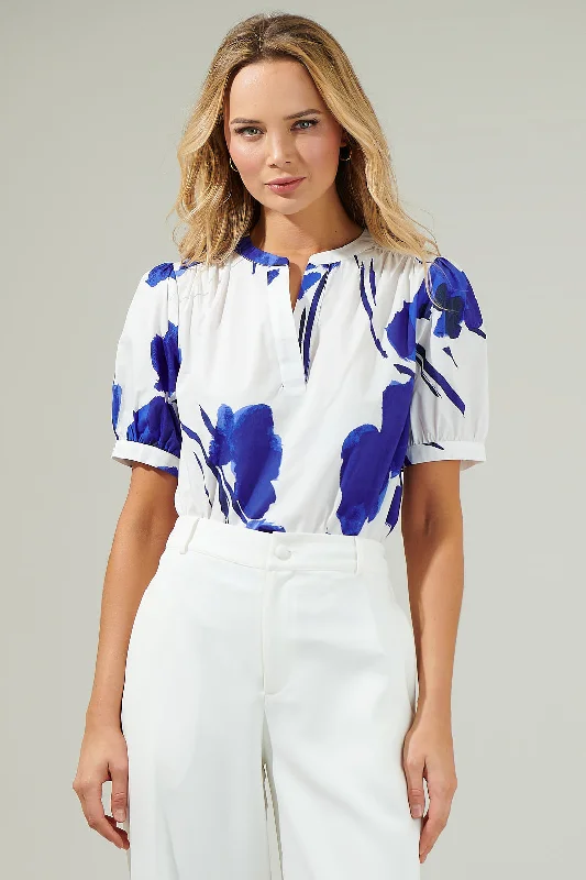 Neli Floral Split Neck Top