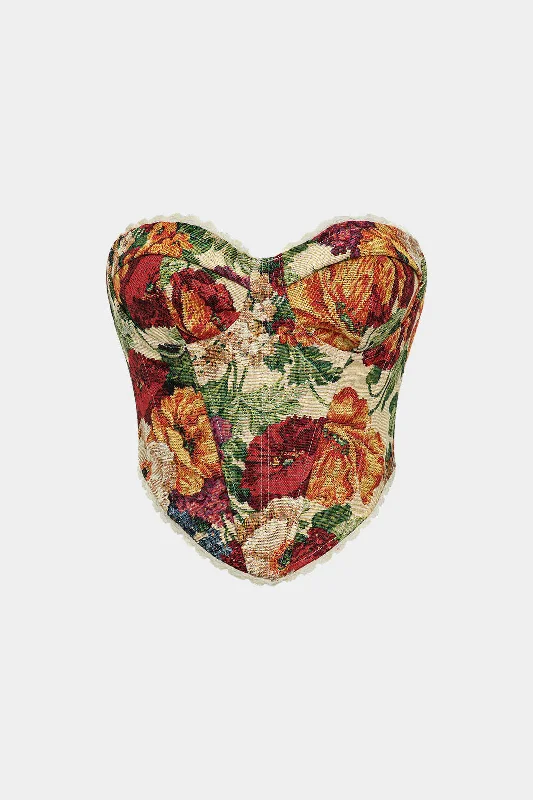 Retro Floral PatternTie-Up Tube Top