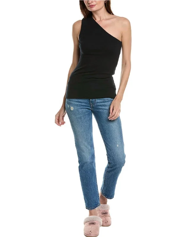 2X1 Rib One-Shoulder Top In Black