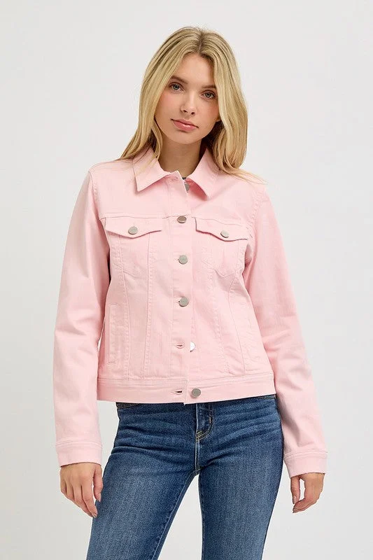 Soft Pink Risen Denim Jacket