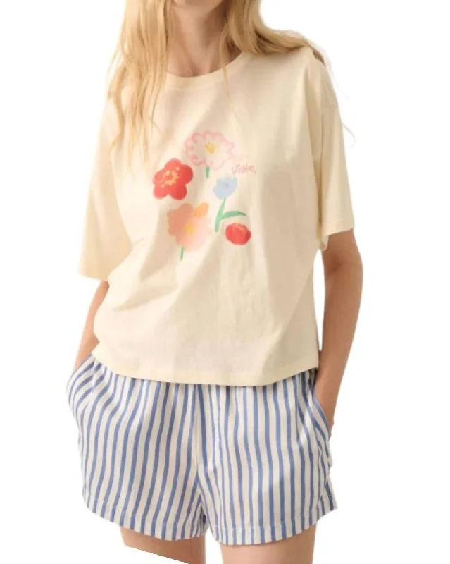 Best Wishes Flower Garment-Washed Graphic Tee In Vanilla