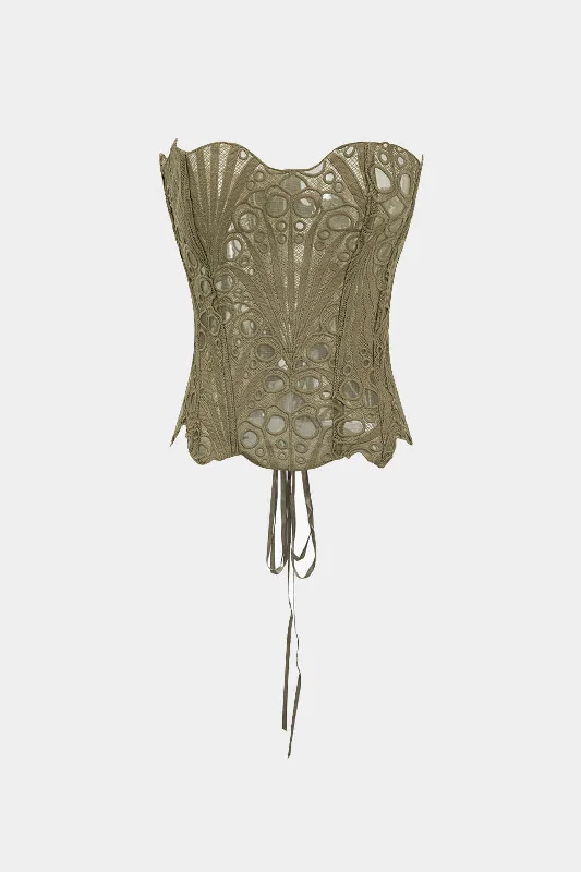 Mesh Lace Tie Back Tube Top