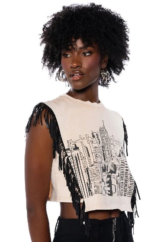 WILD WILD WEST FRINGE CROPPED TSHIRT