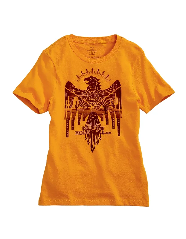 WOMENS TIN HAUL COMPANY EAGLE SCREEN PRINT GOLD SHORT SLEEVE T-SHRT