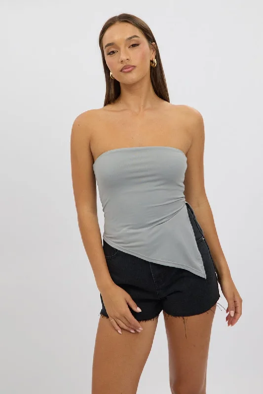 Grey Supersoft Asymmetric Top Strapless