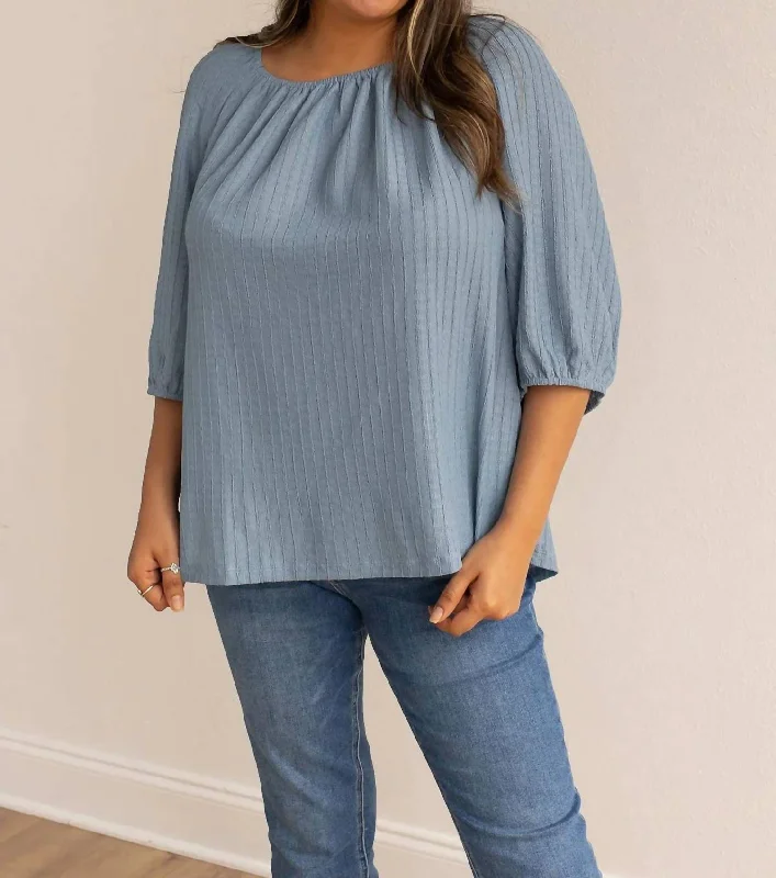 Breeze Elegance Off The Shoulder Top In Blue