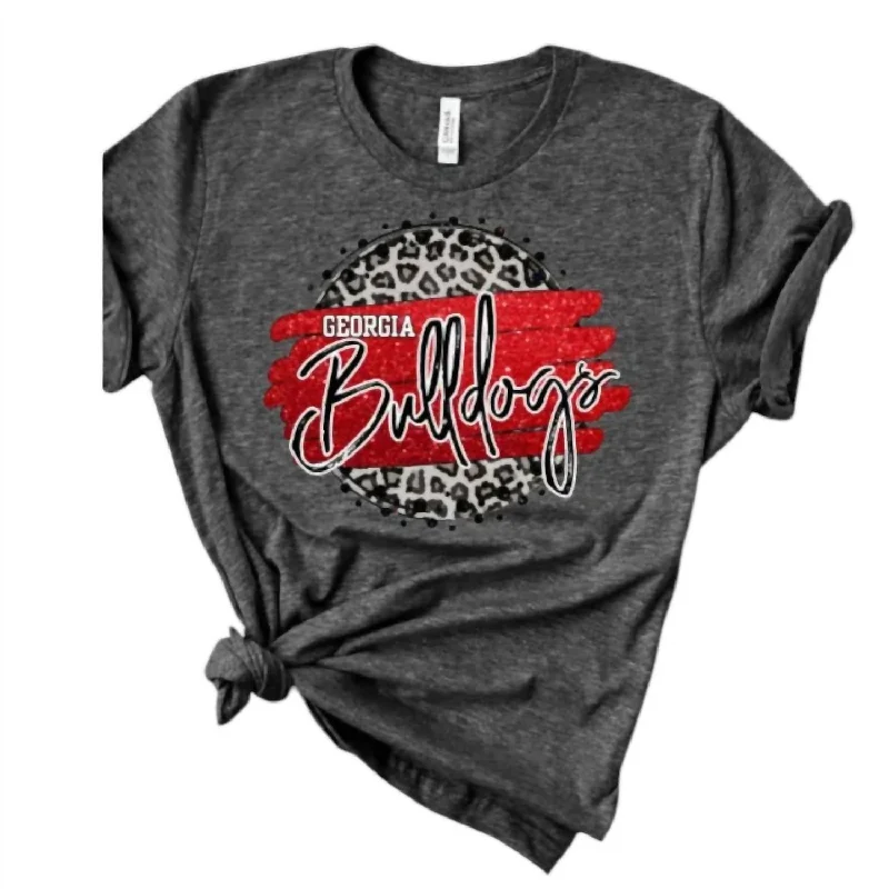 Uga Bulldogs Graphic Tee Top In Leopard Circle