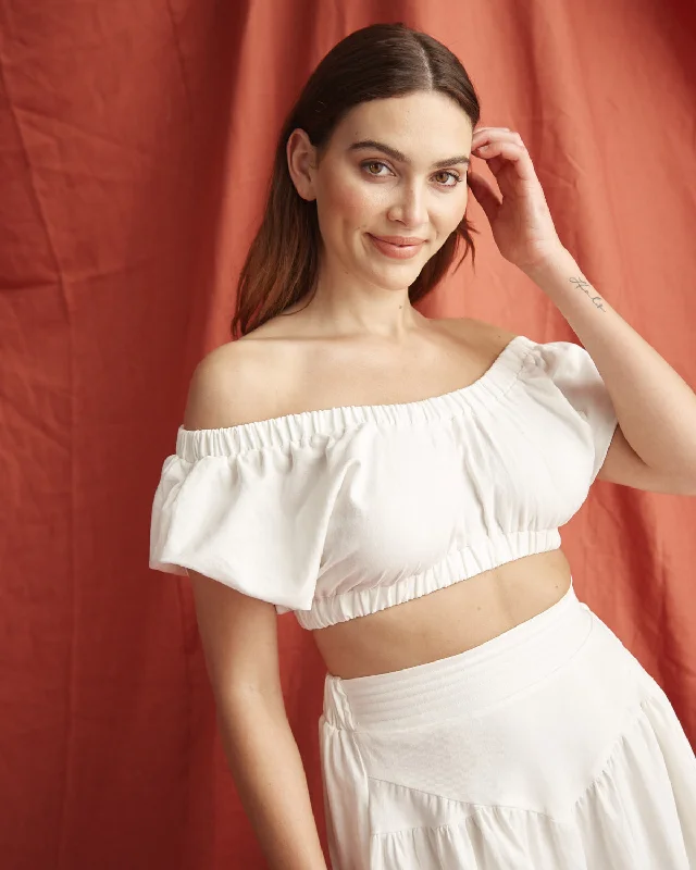 Vienna White Off Shoulder Top