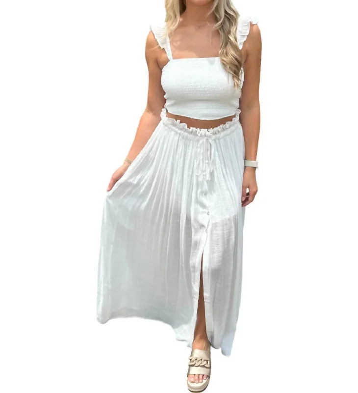 Thanks For The Memories Smocked Top & Maxi Skirt Set In Off White