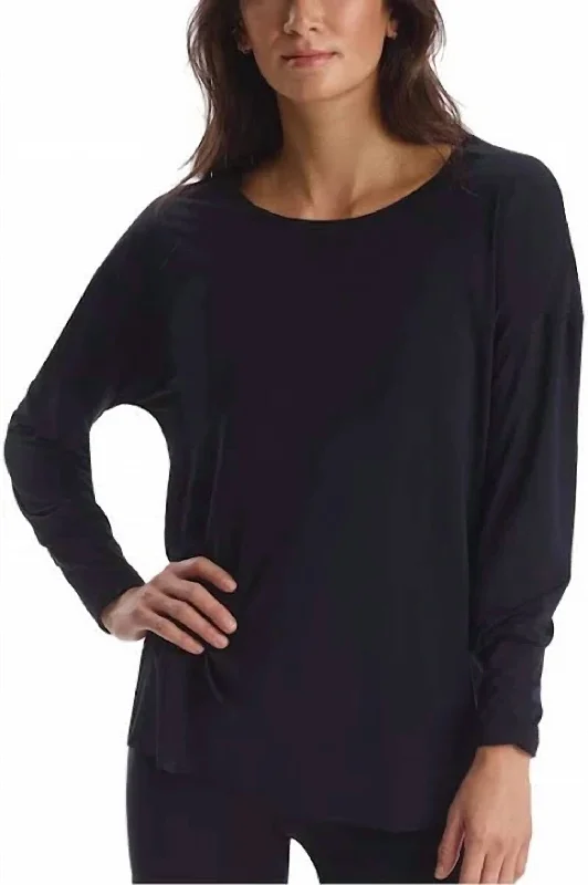 Butter Long Sleeve Oversized Tee In Black