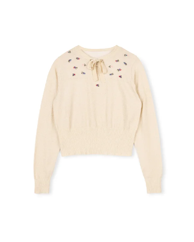 Embroidered Shimmer Knit Top