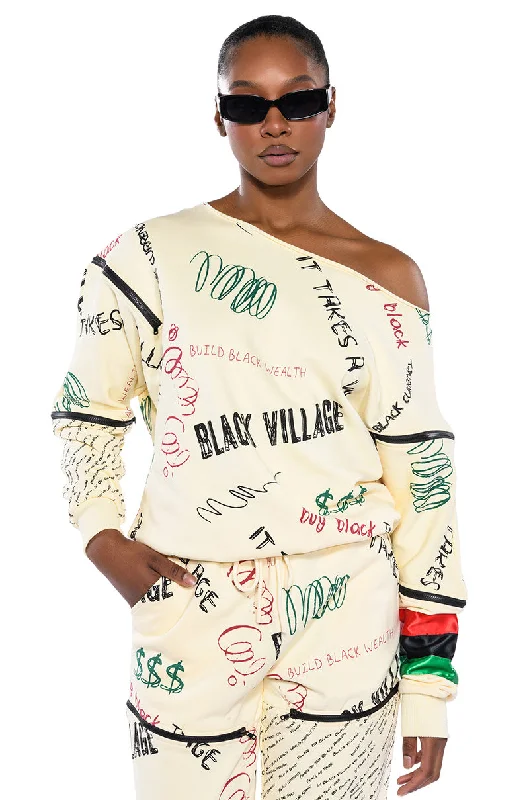 BLACK VILLAGE FOUNDATION ZIPPER DETAIL SWEATSHIRT