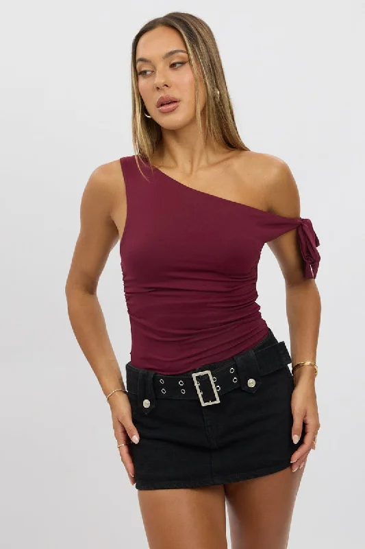 Red One Shoulder Top