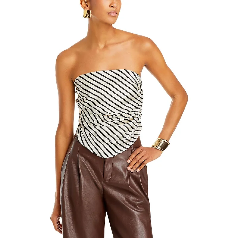 Sherrie Womens Satin Striped Strapless Top