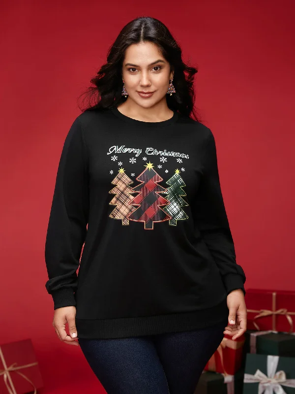 Merry And Bright Printed Crew-Neck Sweatshirt