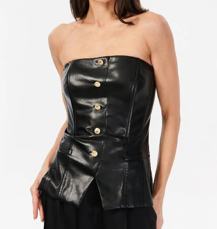 Iman Strapless Leather Top In Black