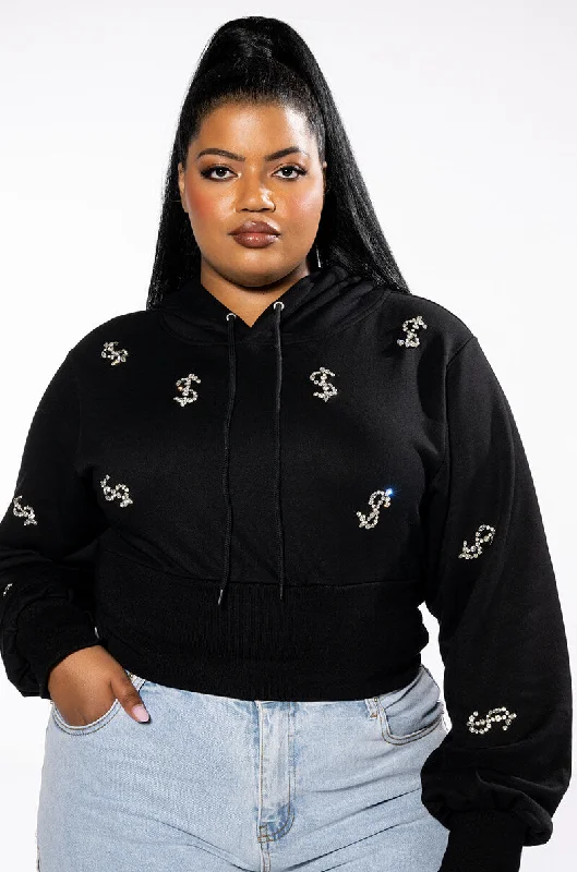 PLUS DOLLARS ON MY MIND RHINESTONE SWEATSHIRT