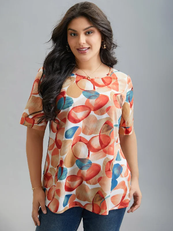 Multi-Color Drops Round Neck Blouse