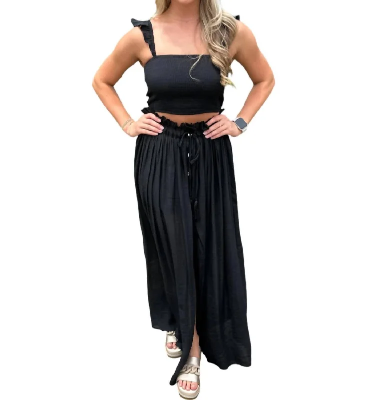 Thanks For The Memories Smocked Top & Maxi Skirt Set In Black