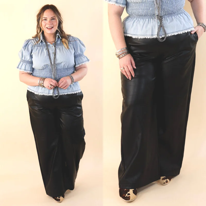 Luxe Feeling Wide Leg Faux Leather Pants in Black