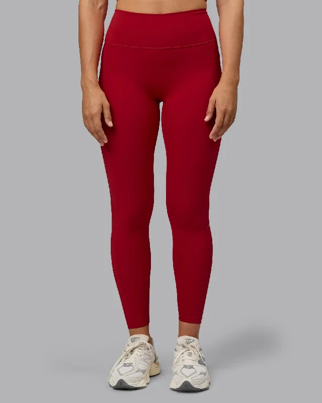 Fusion Full Length Leggings with Pockets - Cherry Red