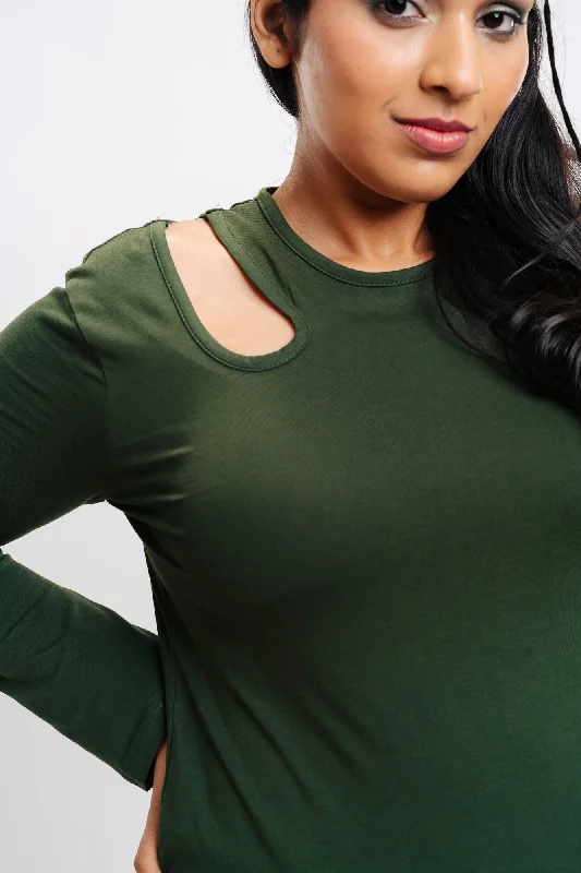 Olive Cut Shoulder Top