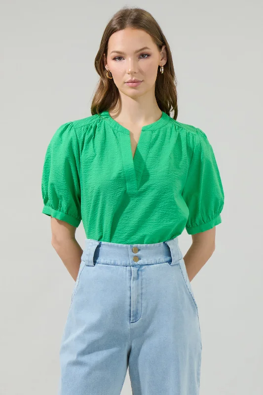 Betsy Neli Split Neck Top