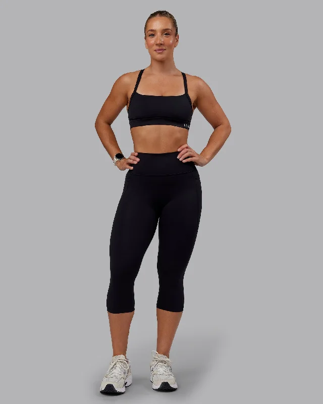 Fusion 3/4 Length Leggings With Pockets - Black