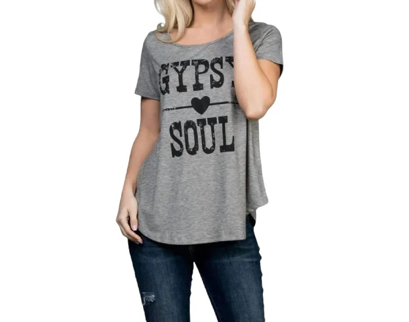 Gypsy Soul Graphic Tee In Grey