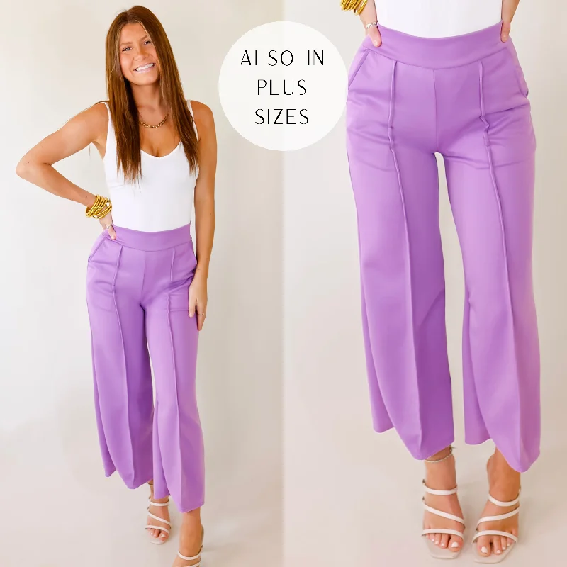 Do A Double Take Front Pleated Pants in Lavender Purple