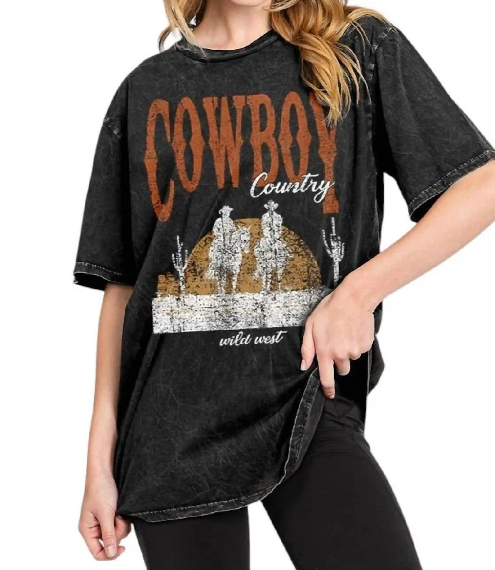 Frost Cowboy Country Graphic Tee In Black