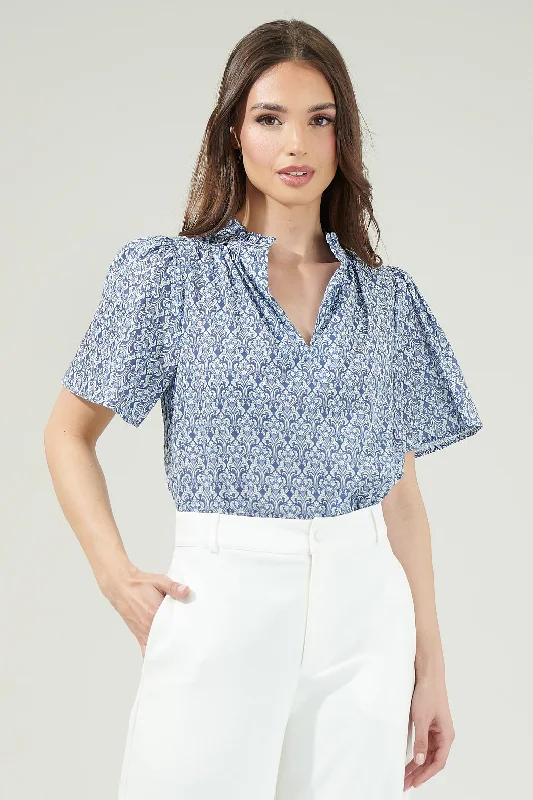 Loren Floral Split Neck Top