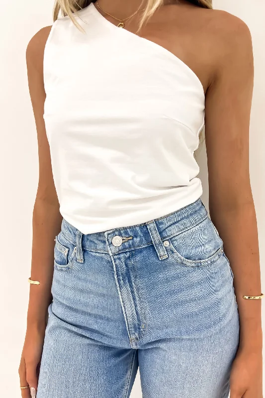 Bec One Shoulder Top White