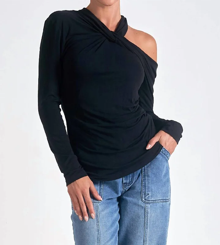 Long Sleeve Off Shoulder Top In Black