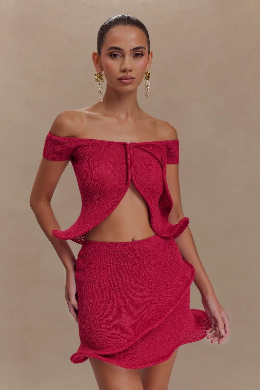 Haisley Off Shoulder Knit Top - Raspberry