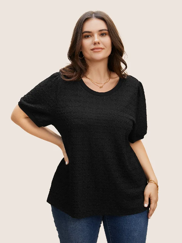 Solid Textured Round Neck T-shirt