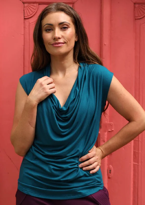 Cowl Neck Top Teal