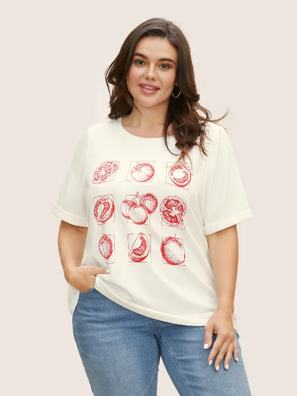 Art & Design Tomato Print Round Neck T-shirt