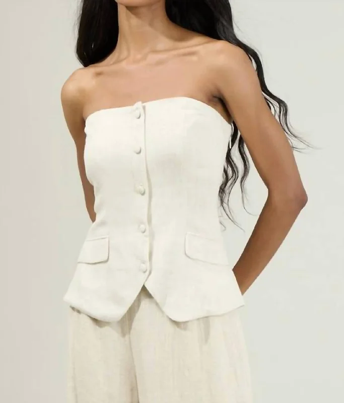 Candida Strapless Button Up Top In Natural